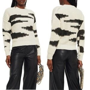 NEW! Ba&sh knit Sweater Pull Cacilie top two tone chunky alpaca blend 0/US 4